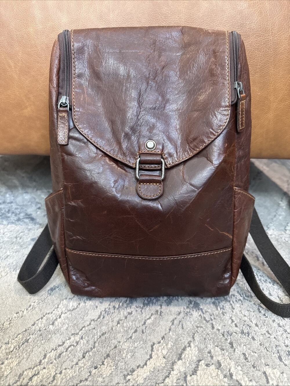 Jack Georges Voyager Convertible Backpack Leather Brown Cognac Unisex